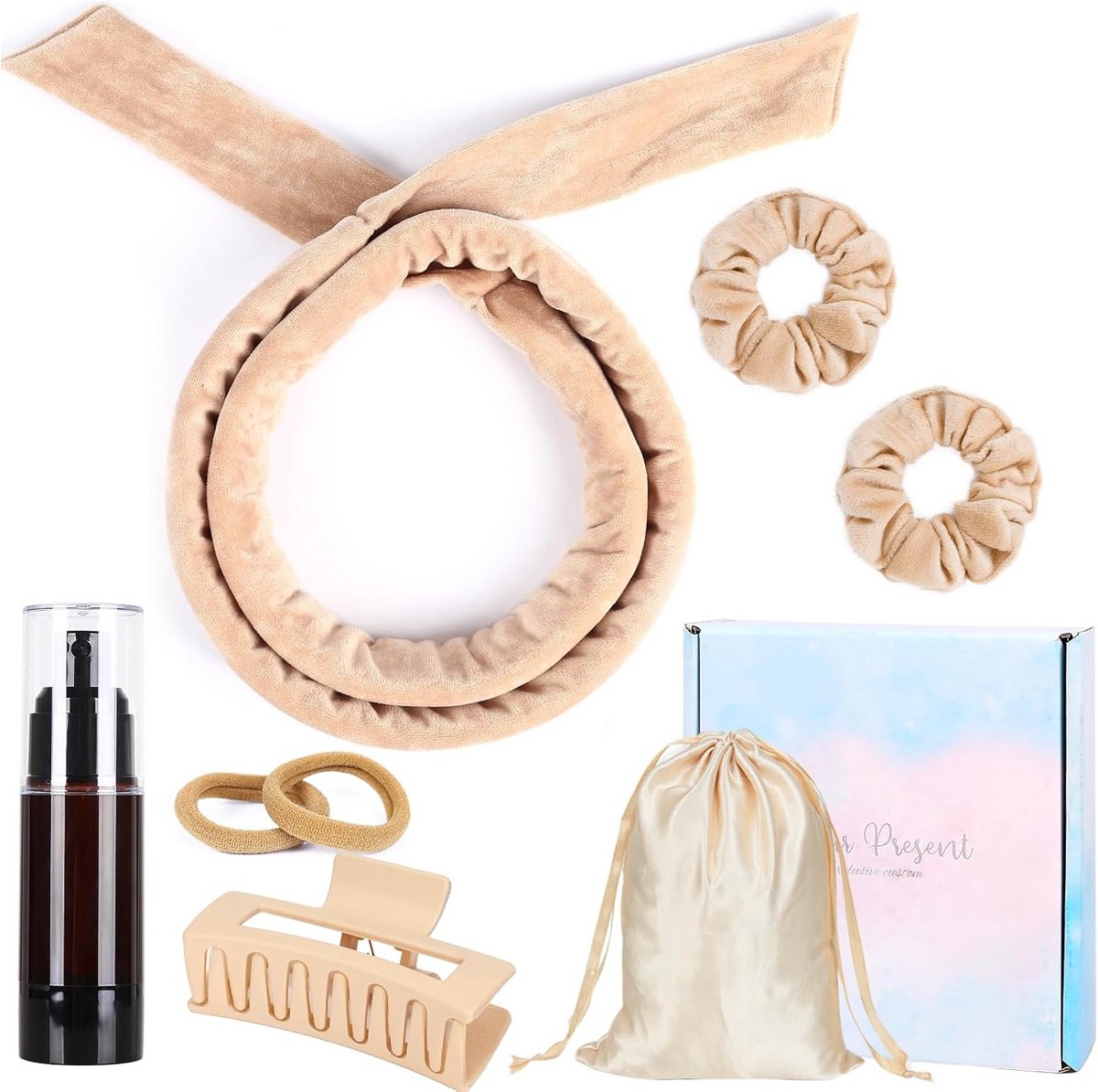 Hitteloze Krullenset - 7 Stuks Zachte Velours Hoofdband voor Natuurlijk Krullend Haar