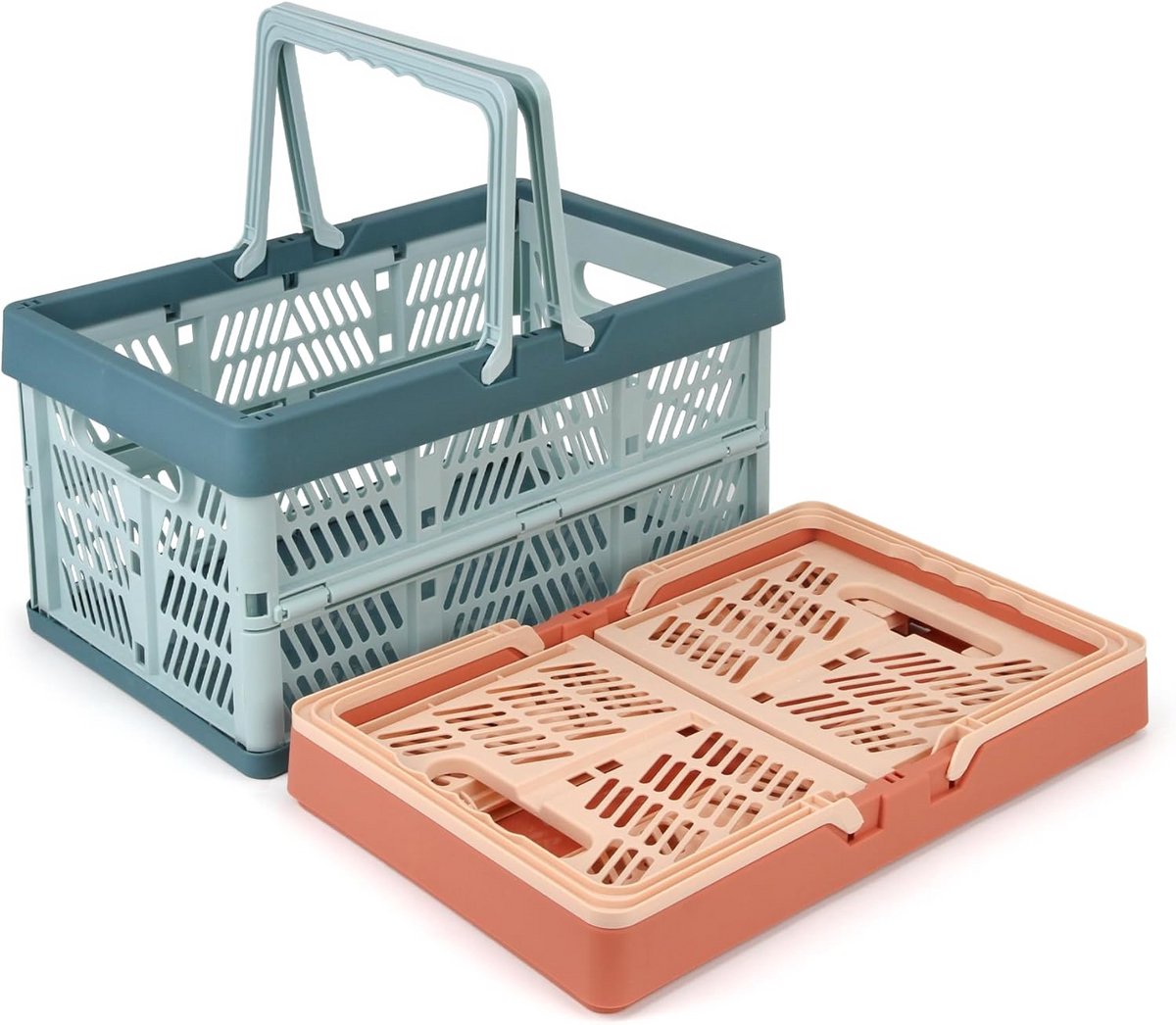 Set van 2 Opvouwbare Opbergkratten met Handvatten - 20L Luxe Opbergboxen