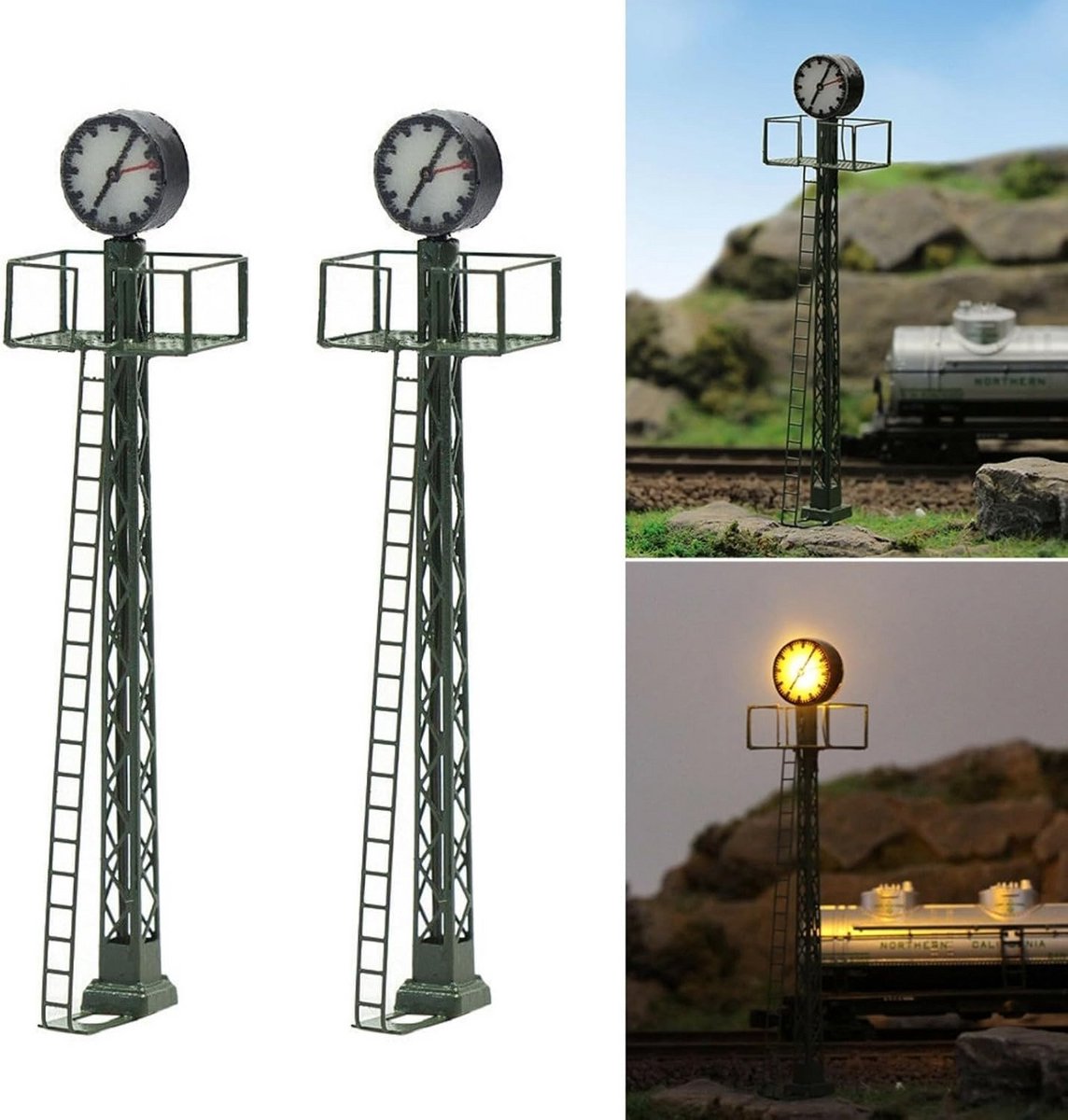 2x Modelspoor Verlichting Landschap Lampen voor Schaal N - Gaslantaarn Stijl
