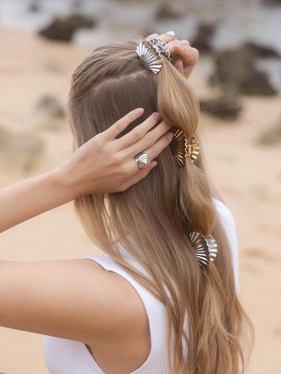 Grote Elegante Schelp Haarklem van Roestvrij Staal - Gouden of Zilveren Haaraccessoire