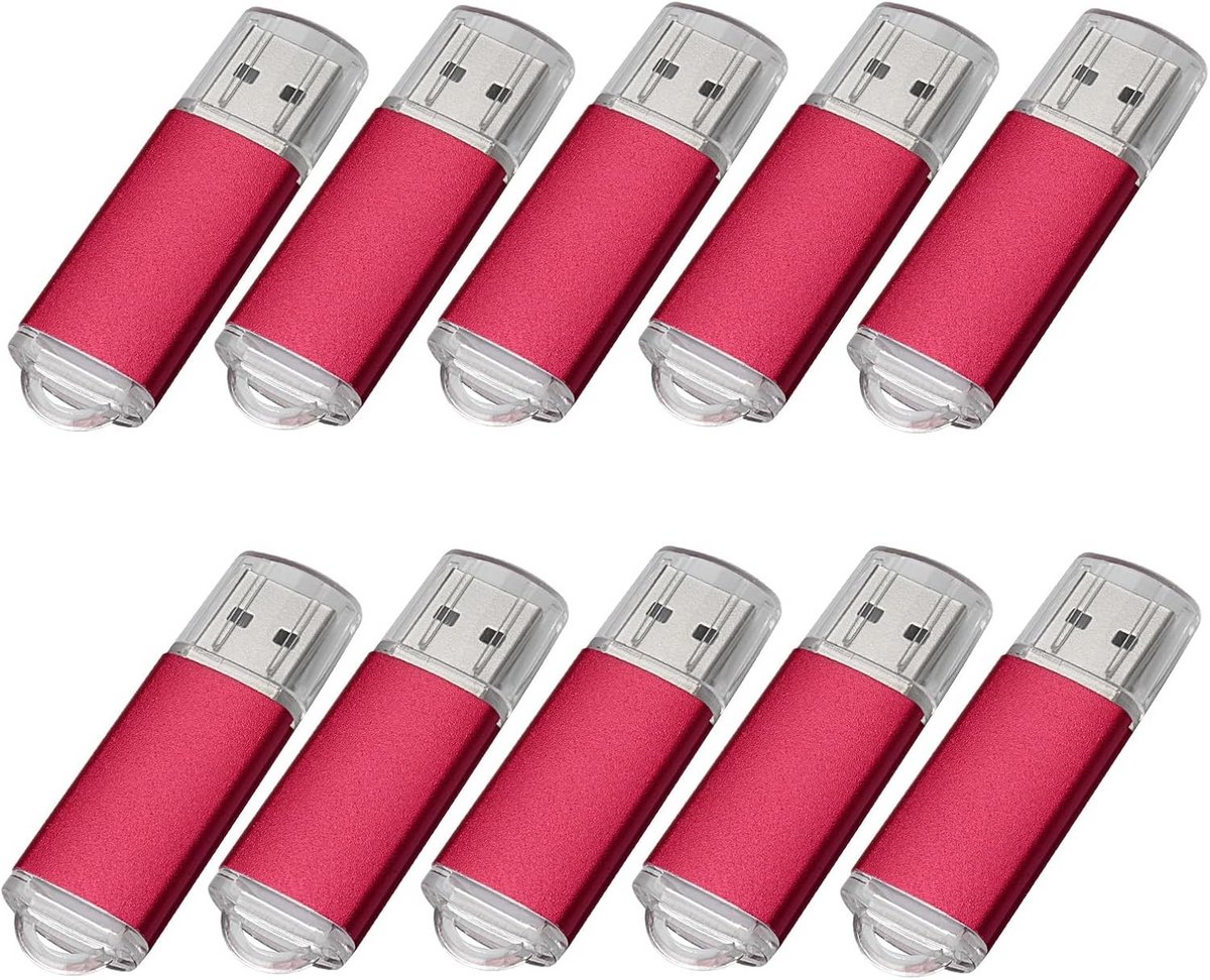 10 Stuks USB 2.0 Geheugenstick 1GB Rood - Hoge Snelheid Flash Drive voor PC en Laptop