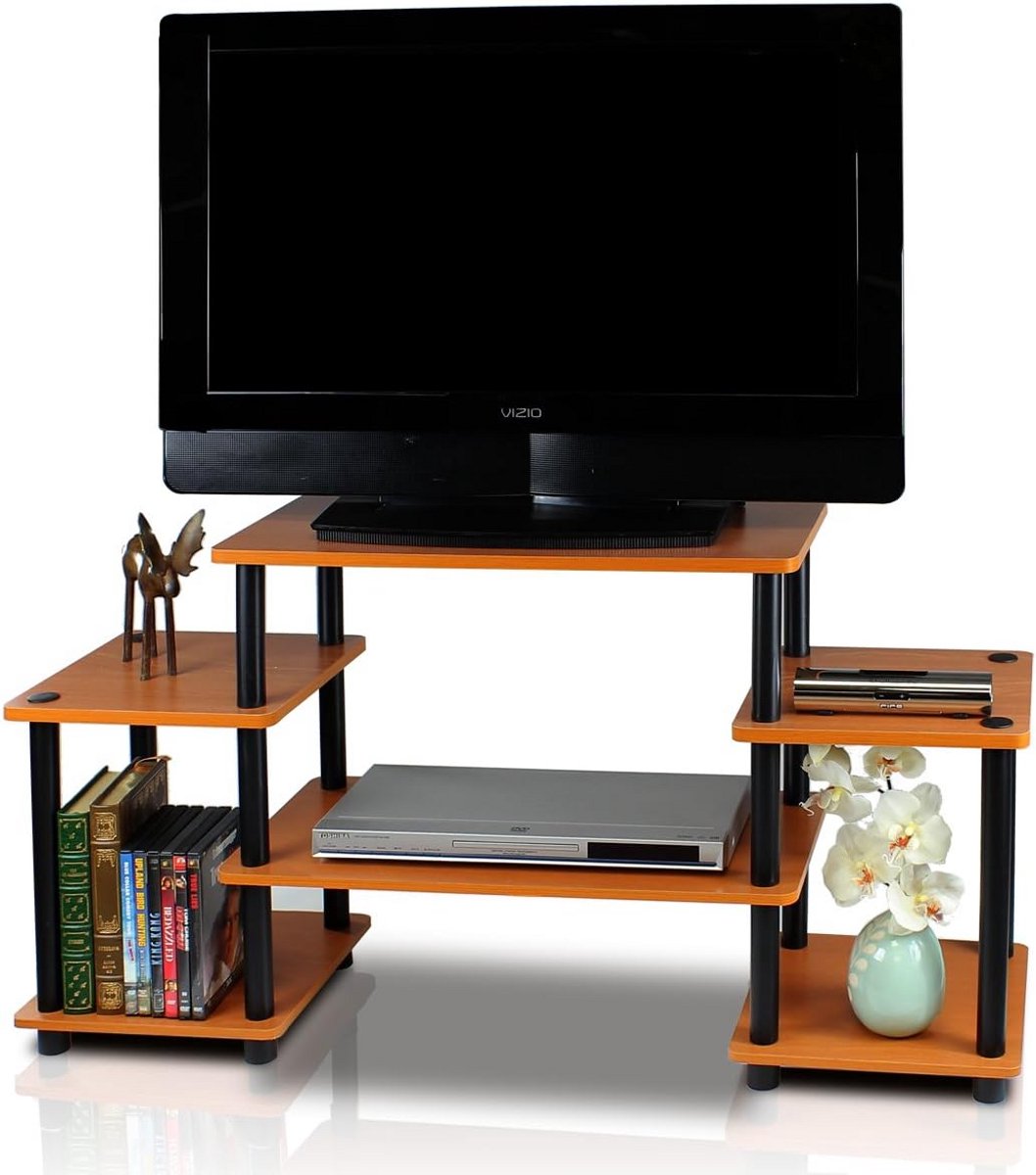 Televisiekast en TV-rek zonder gereedschap - Licht Kersen/Zwart - 105,4 x 58 x 29,5 cm