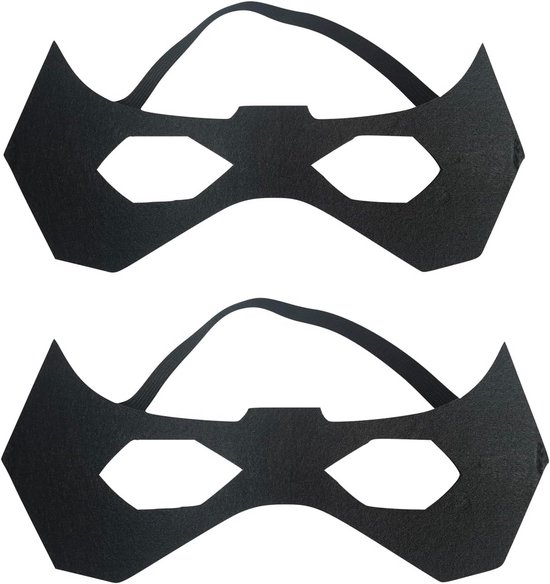SOUTHSKY Black Eye Maskers Superheld 2 stuks Half Gezicht Oogmasker voor Halloween, Festival, Carnaval, Batman Batgirl Fancy Dress up, Party