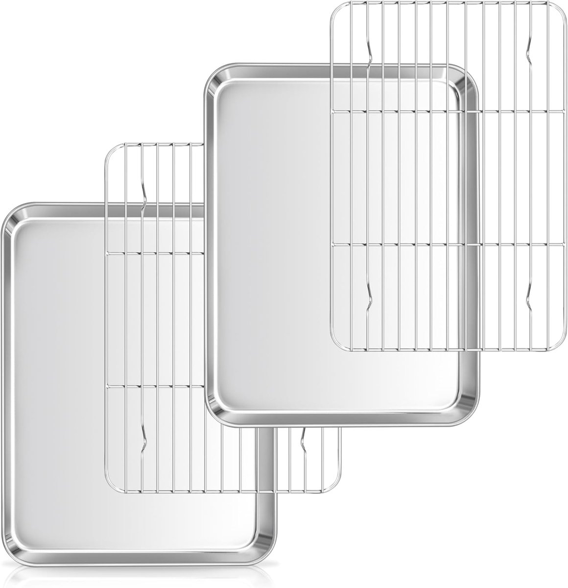 Bakplaat met koelrek- 2 bakplaten - 2 koelrekken - 23,5 × 17,5 × 2,5 cm
