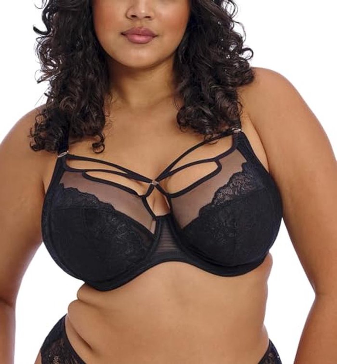 Strapless Plunge Bra voor Dames met Strappy Details - Zwart