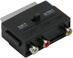 SCART naar RCA Adapter – EURO-SCART Stekker naar 3x RCA Tulp Aansluiting – Audio Video Converter – Met Schakelaar – TV Accessoire 1 Stuks (05161)