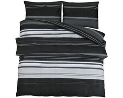 Dekbedovertrekset | Beddengoed 260x240 cm katoen zwart en wit