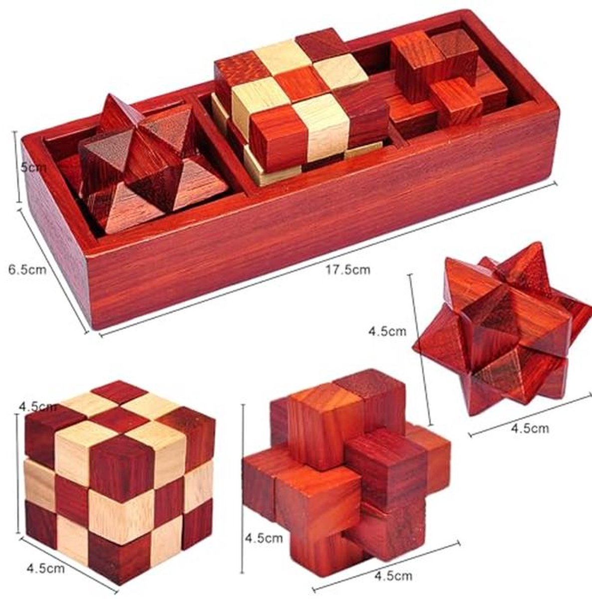 3D Houten Puzzel - 3 Stuks, Interlock Skill Builder Spel voor Volwassenen en Kinderen