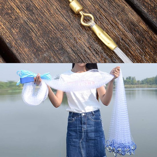 Grote Werpgarnnet - 3 M - 5/8 Inch Nylon Visnet met Loodzware Bodem — afbeelding 3