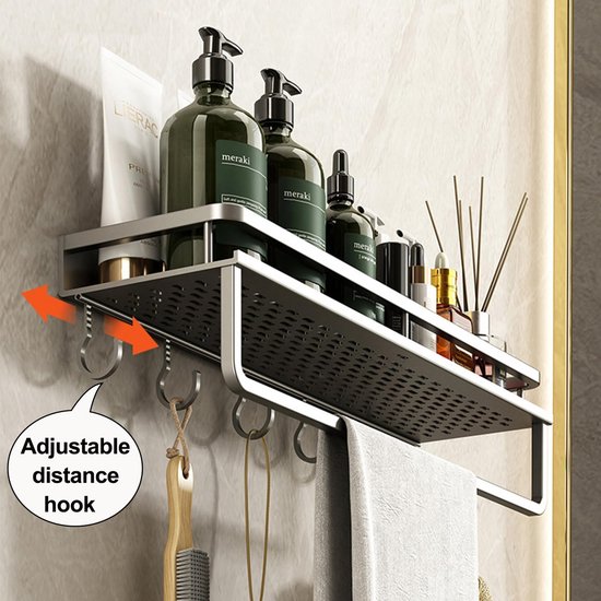 Set Van 2 Doucheplanken Zonder Boren - Hoekplank Voor De Badkamer Badkamerplank Badkamerplank Doucheplank Doucheplank Met 4 Haken