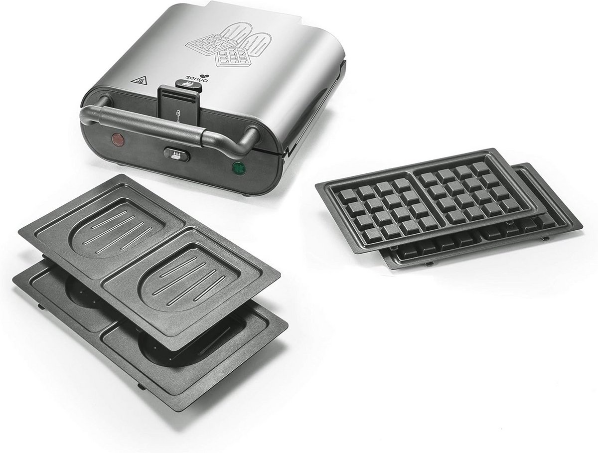 2-in-1 Wafelijzer en Tosti-Ijzer met Verwisselbare Platen