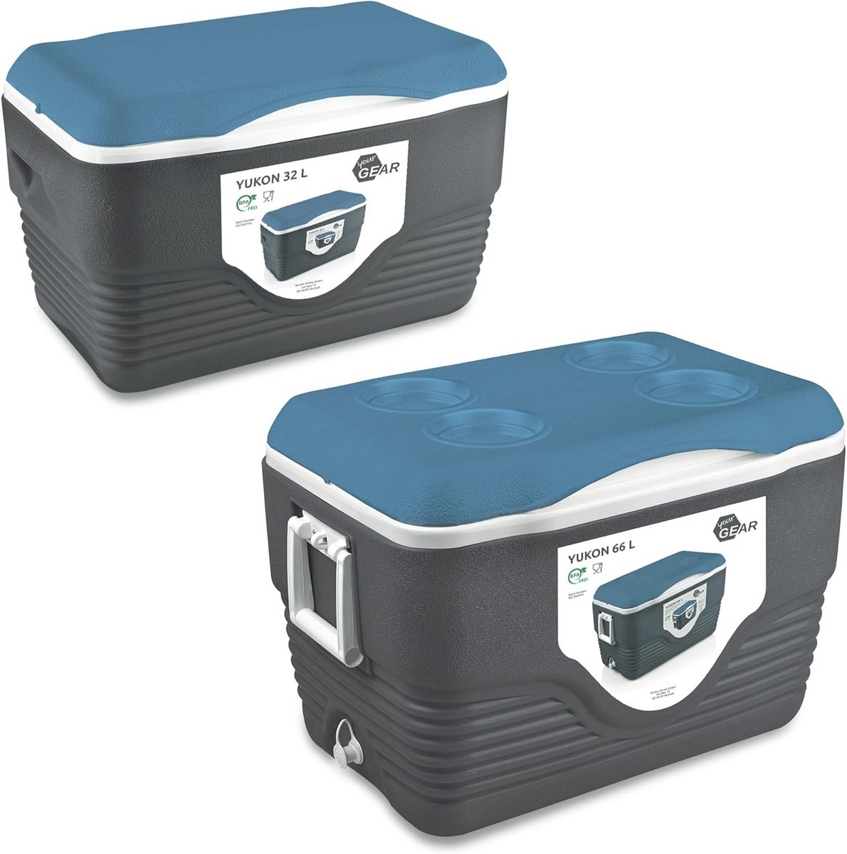 67 Liter Koelbox Set met 2 Passieve Koelcontainers - Ideaal voor Kamperen, Strand en Picknick
