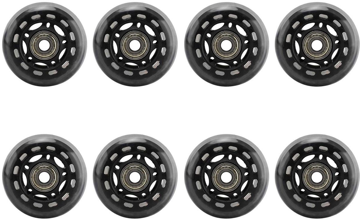 Unyqoos® Set van 8 zwarte wielen voor inline skates en scooters
