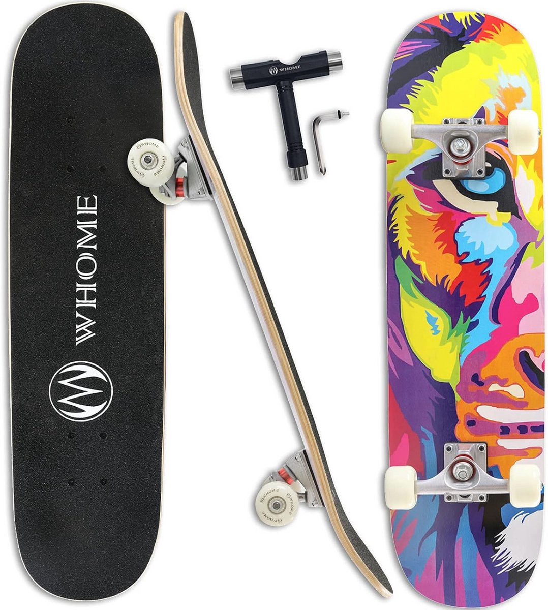 Compleet Skateboard 31 Inch voor Volwassenen en Kinderen Dubbele Kick Concave ABEC-9 Lagers Multicolor