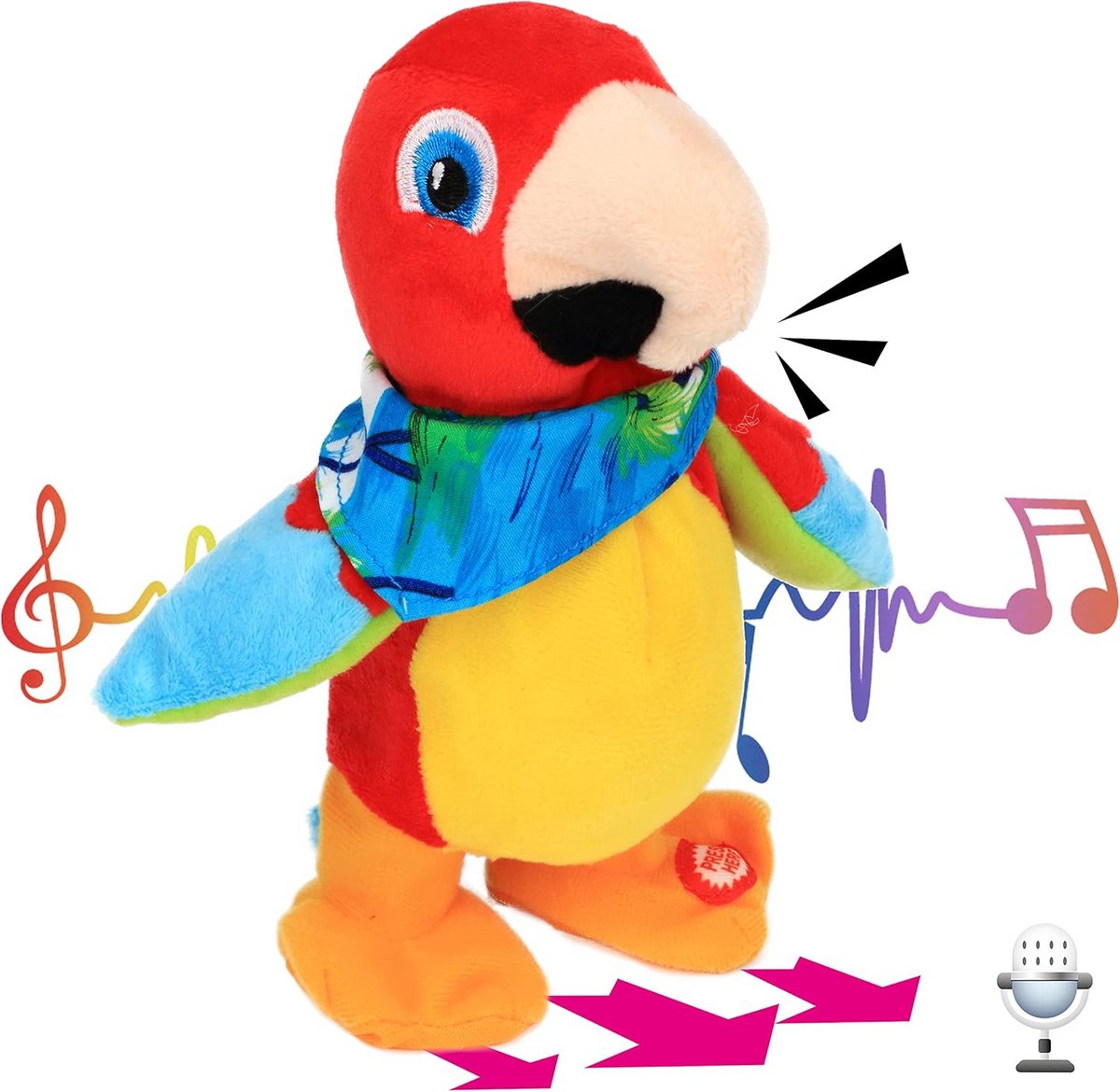 Interactieve Pratende Papegaai Knuffel die Spraak Herhaalt en Loopt - Educatief Speelgoed
