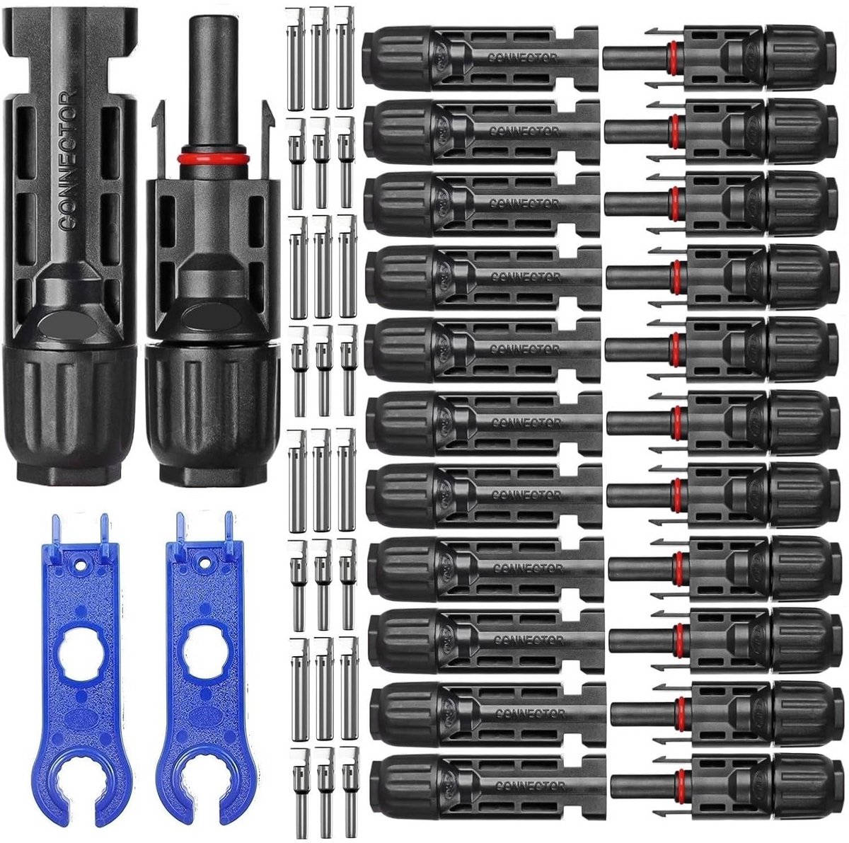 12 Paar Zonnepaneel Connectoren Set - Waterdichte MC4 Stekkers voor PV Kabels (2.5/4/6mm²)