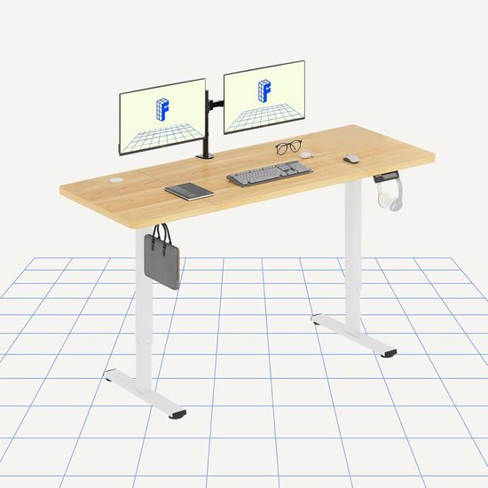 Lifetime RISE elektrisch in hoogte verstelbaar zit/sta-bureau met lade en USB A C, 120 cm – Wit – Sterre Tijl