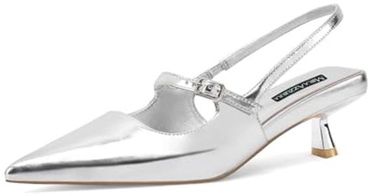 Dames Kitten Heel Slingbacks Spitse Teen Pumps Lage Hak Slip On Kledingschoenen