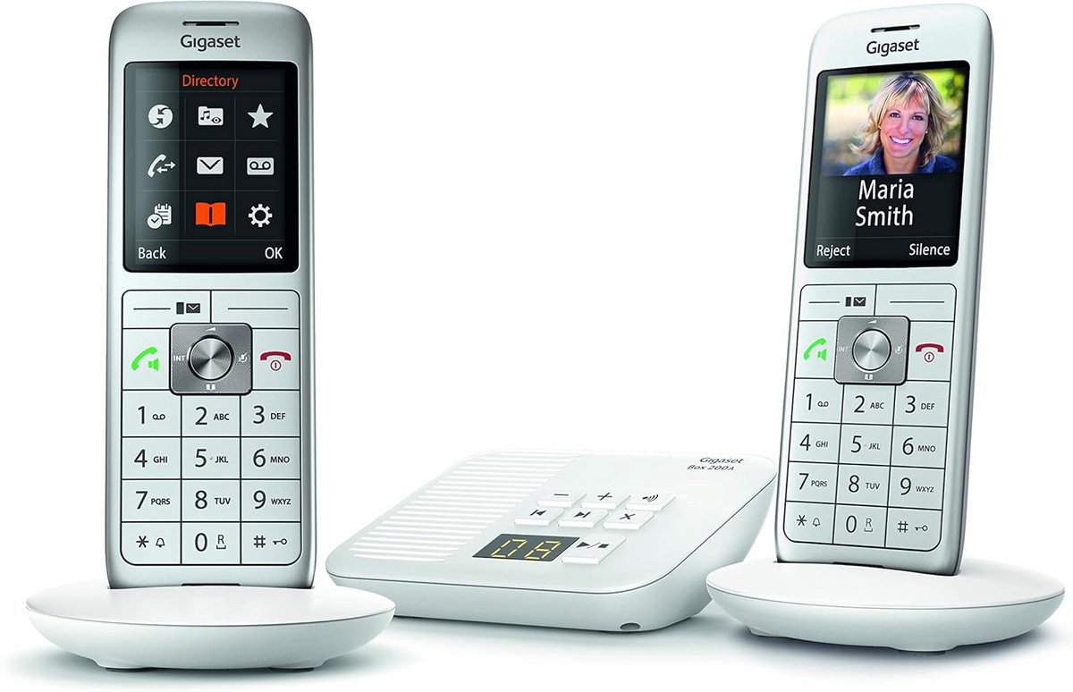 Draadloze DECT Telefoon met Antwoordapparaat en 2 Hoornstellen - Wit