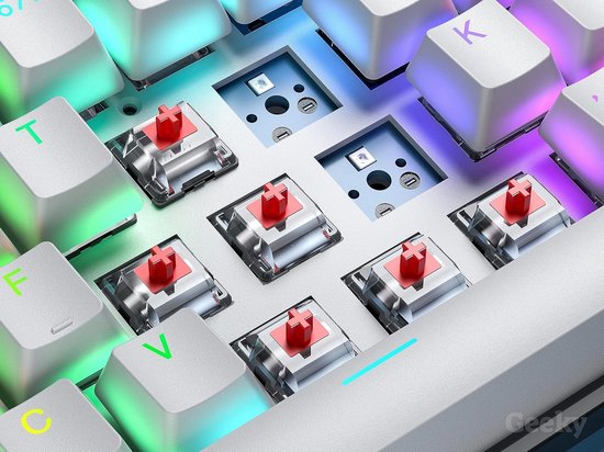 ZJFKSDYX TM680 RGB modulair doe-het-zelf mechanisch toetsenbord, 67 toetsen Hot Swap 3pin/5pin schakelaar, USB-C bedraad toetsenbordset (zwart doorschijnend