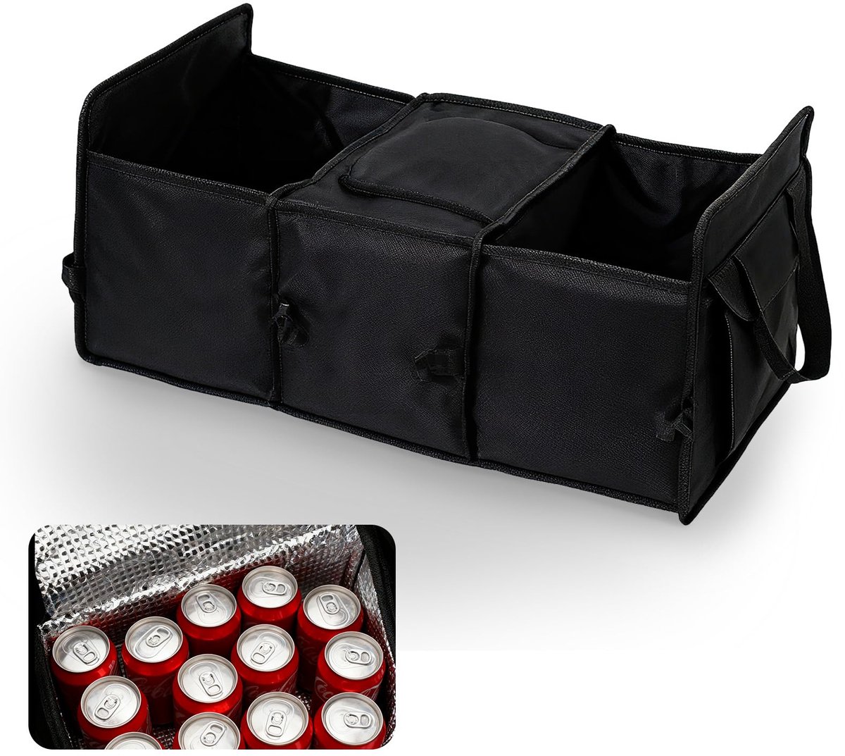 IMPERATORIS® Kofferbak Organizer - Auto Opbergtas - Opvouwbare Tas voor Boodschappen en Gereedschap - Anti-slip Bodem - Veel Opbergruimte - 1 Stuk - Zwart - 24 x 12 x 11 inches