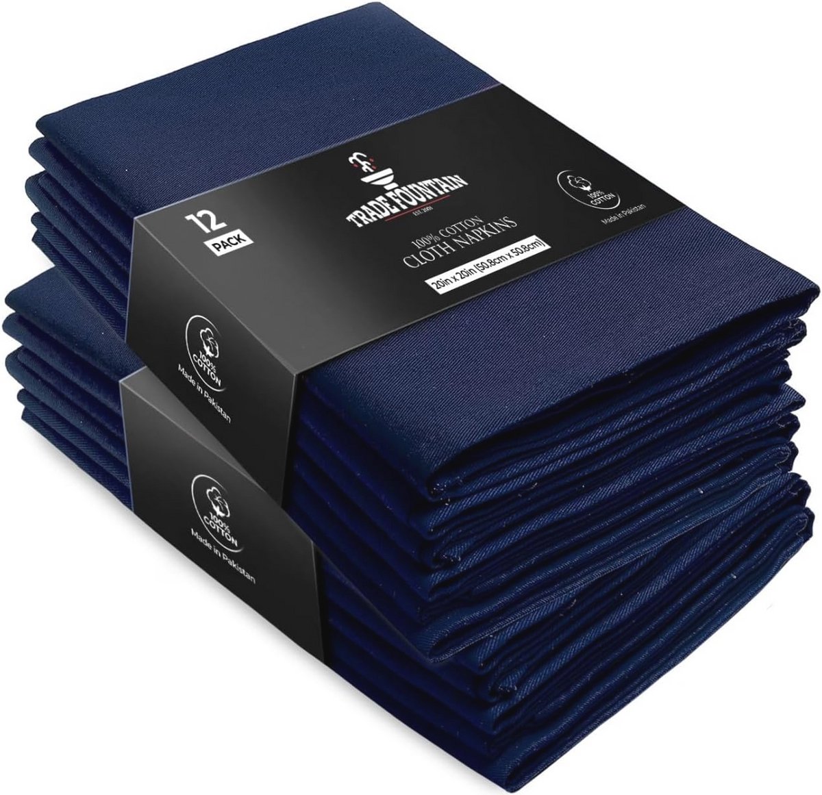 Set van 12 Herbruikbare Katoenen Servetten - 20 X 20 Inch Oversized Diner Servetten