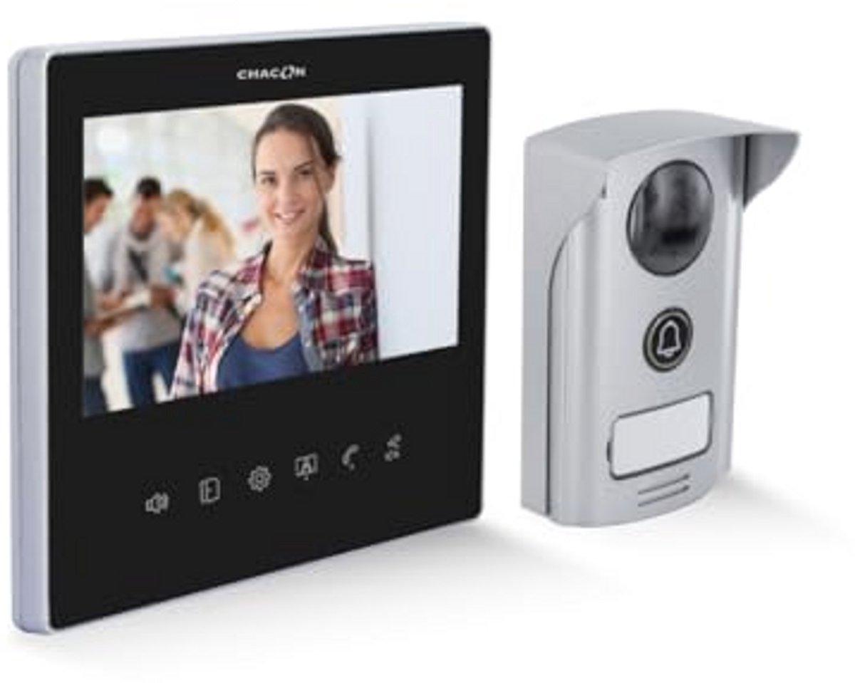 Videotelefoon met 7 inch scherm – Ultra Slim, Zwart, Inclusief Nachtzicht en Tweedirectionele Communicatie
