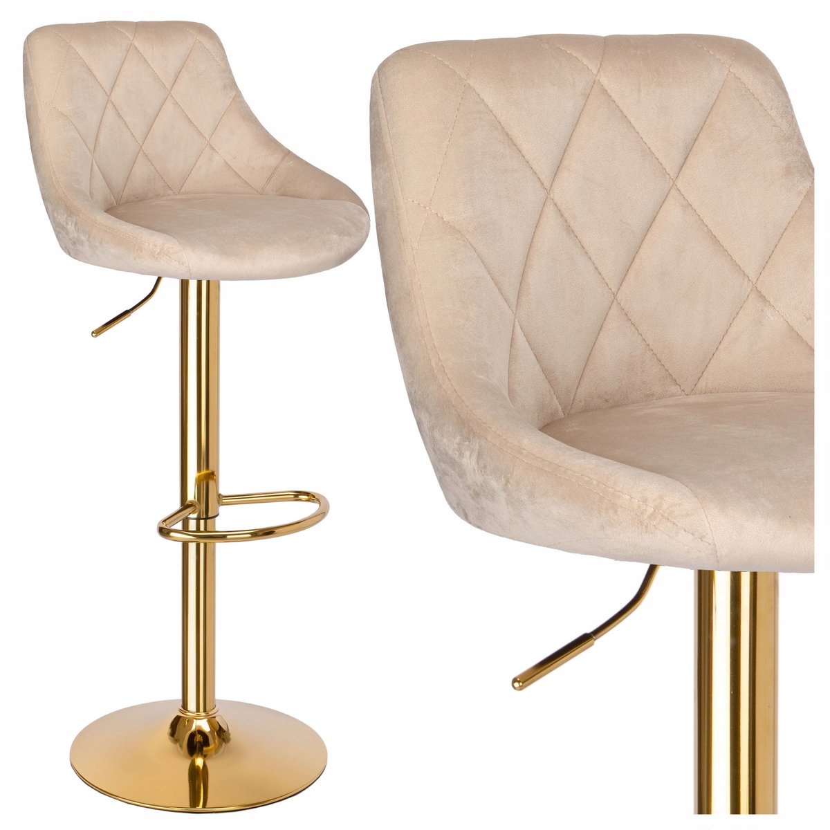 eHokery Luxe Beige Fluwelen Haak met Gouden Frame - Verstelbaar & Draaibaar
