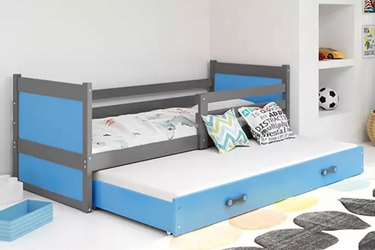 BMS - Uitbreidbaar Jeugdbed - 90x190 cm - Graphiet/Blauw