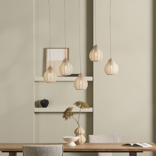 Light & Living Hanglamp Elati 5-lamps - Zand - Japandi