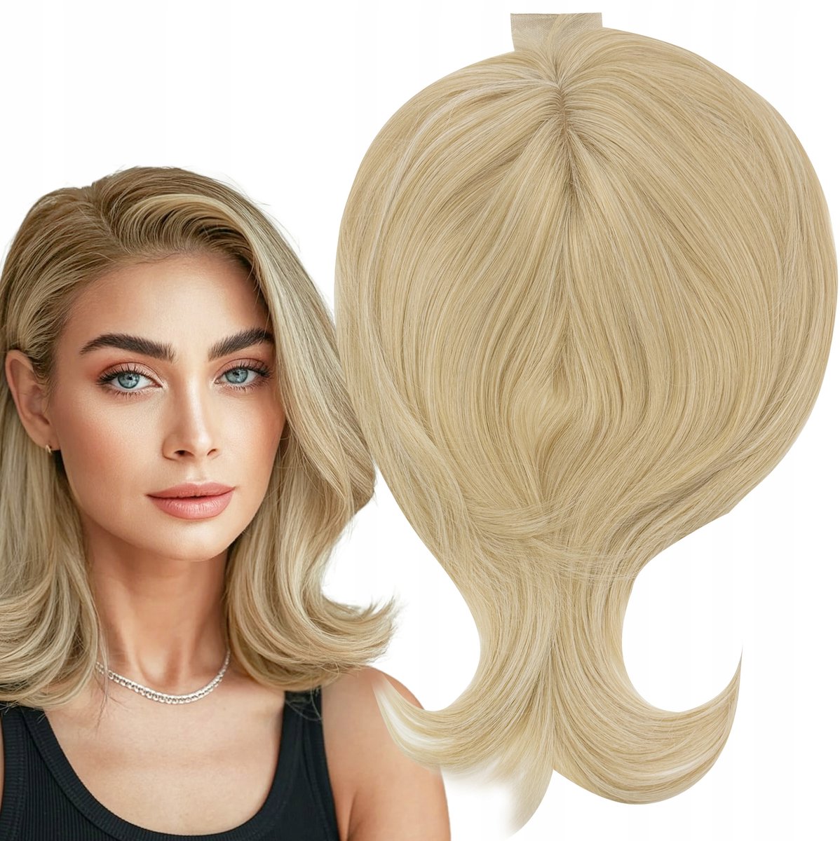 Synthetische Haar Topper Clip-in Lichtblond 40cm - Volle Haardichtheid