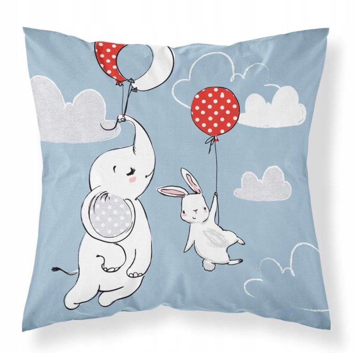 Katoenen Kussensloop 40x40cm Olifant & Konijn - Dubbelzijdig