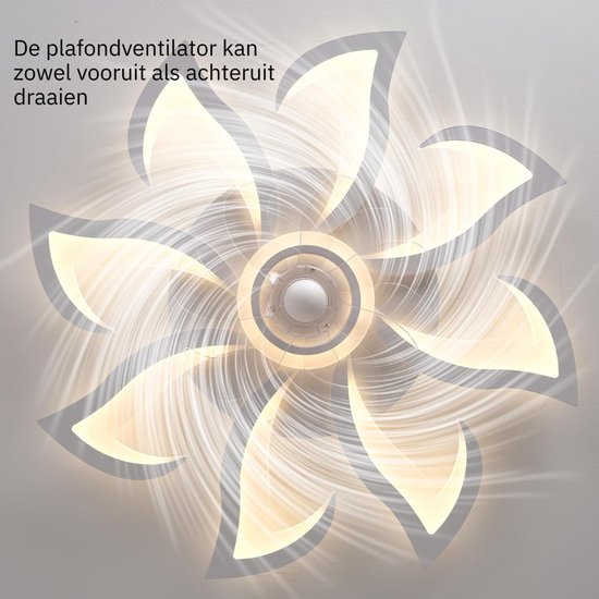 VIN® Plafondventilator Met Verlichting - Smart Lamp Met Afstandsbediening – Plafonniere Keuken Lamp Met 6 Ventilatiesnelheden - Woonkamerlamp – Plafond Ventilator Lamp Met Timer — afbeelding 5