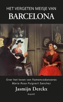 Een schilder portretteert een vrouw in flamenco kledij voor een publiek. Titel: Het vergeten meisje van Barcelona.