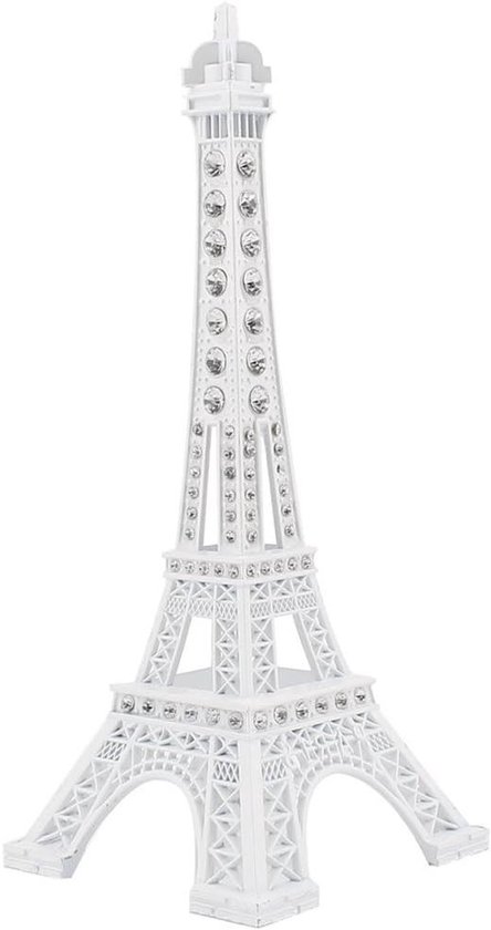 Provento - Décoration Strass Tour Eiffel Statuette pour Bureau - 18 cm - Wit avec Ornements