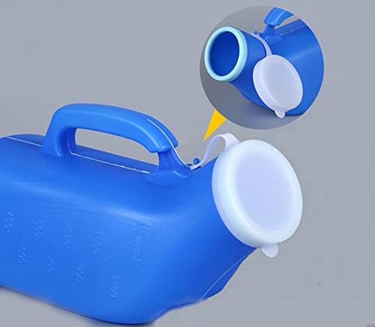 Borvat® - Urinaal voor mannen - 1200ml plasfles met deksel - Handige urine container met schoonmaakborstel - Blauw-Urinebeker met handvat en gratis schoonmaakborstel- Stevig & lekvrij ontwerp