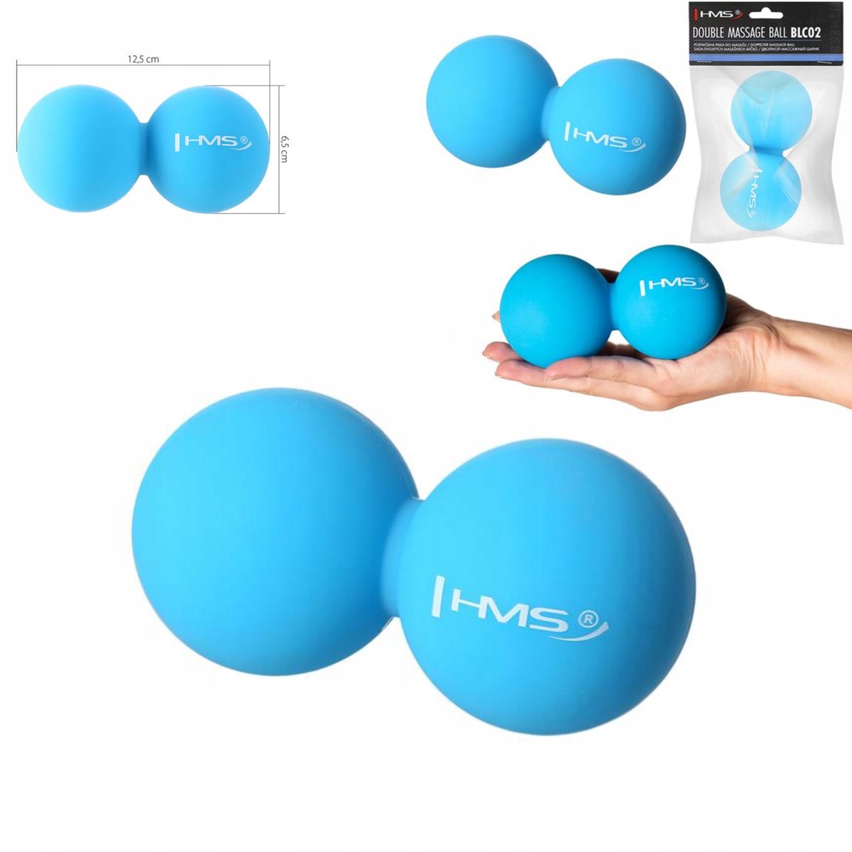 HMS Dubbele Massagebal Lacrosse Blauw 12,5 cm