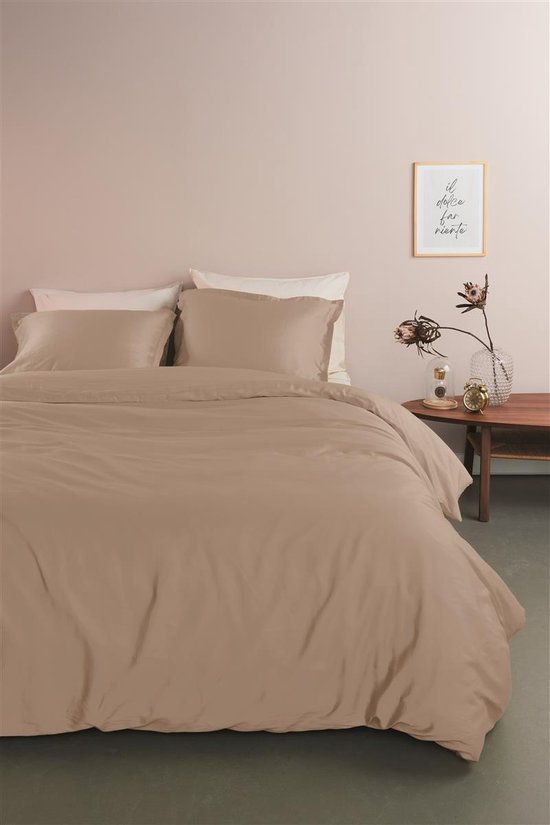 Ambiante Satin Uni dekbedovertrek - Lits-Jumeaux - 240x200/220 cm - Taupe van Ambiante — afbeelding 3