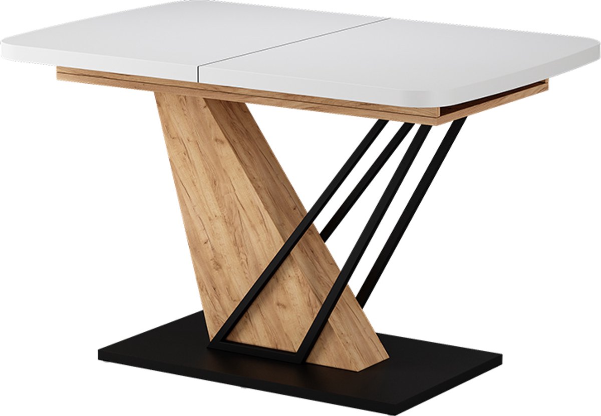 Vicco Eettafel Fenaro, Wit/Goudkleurig Eiken, 120-160 x 80 cm 2 delen