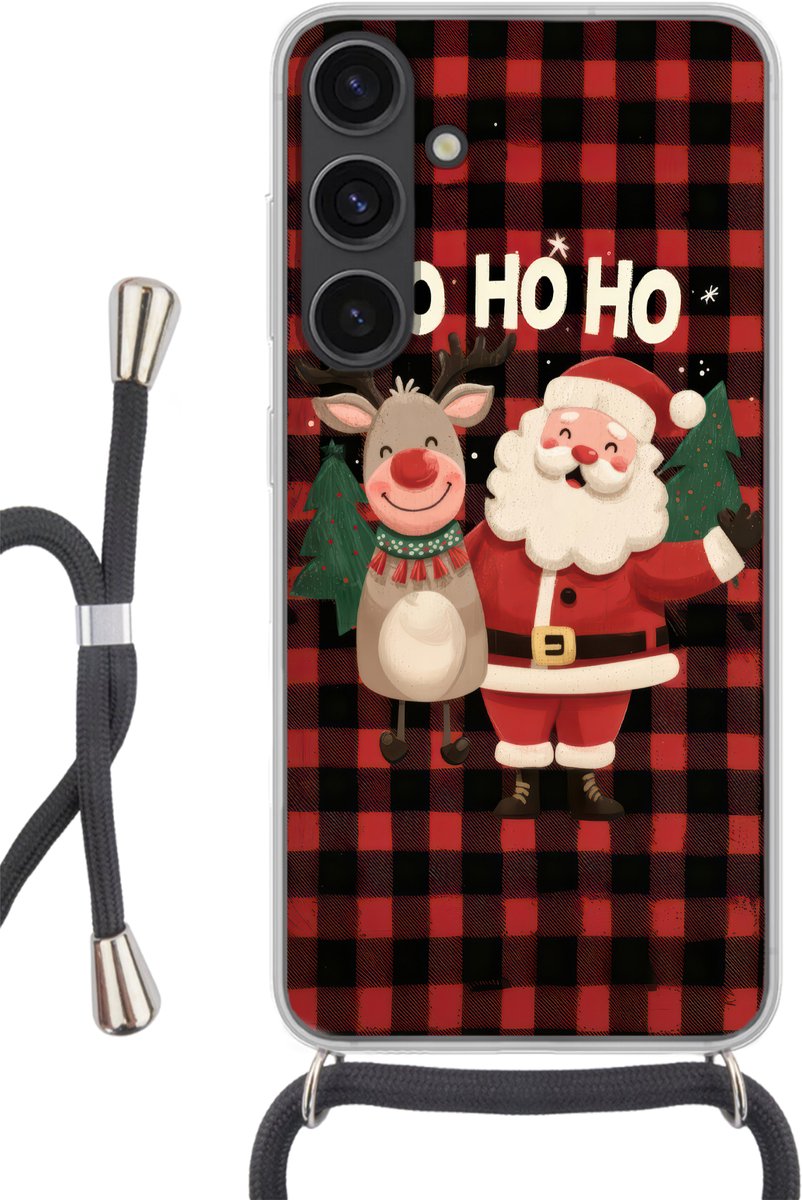 Kerstman - Rendier - Tekst - Rood - Zwart