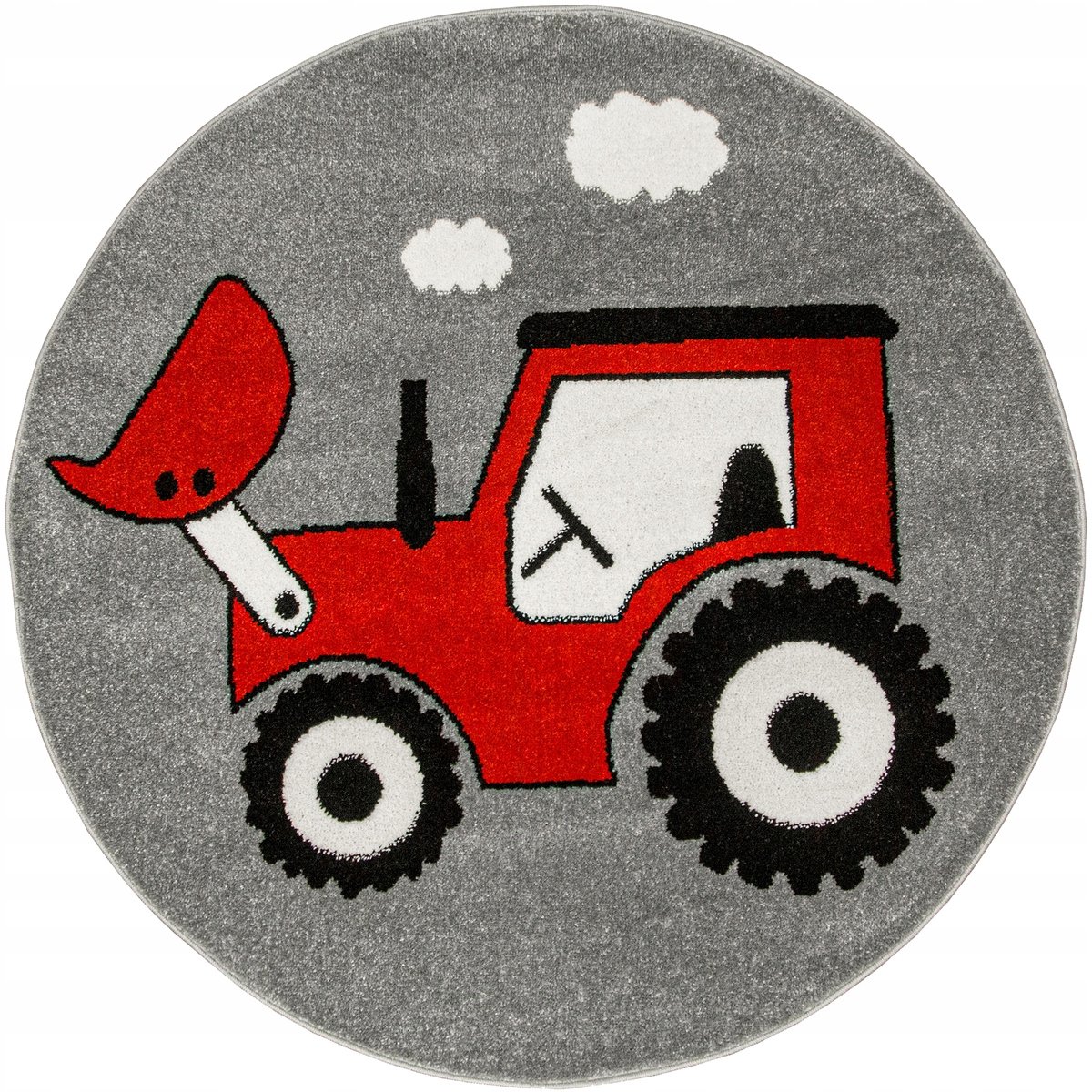 Ronde Kinder Vloerkleed Lima Rood Traktor Zacht 100cm