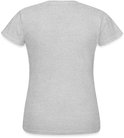 Lichtgrijs T-shirt voor dames, rug zijaanzicht.