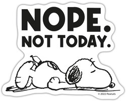 Peanuts Snoopy Nope Not Today Kantoor Humor Sticker Maat S (max. 10 x 10cm)