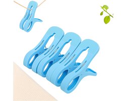 3 Stuks - Plastic Quiltclips - Winddichte Handdoekklem - Wasknijpers - Grote Knijpers - Grote Winddichte clip - Kledingklem - Sterke Handdoekklem - Strandhanddoekclips - Blauw