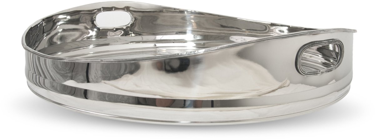 RVS Rotund Dienblad – Enkelwandige Tray met “Crock”-Structuur – Ø ~40 cm – Chic Horeca
