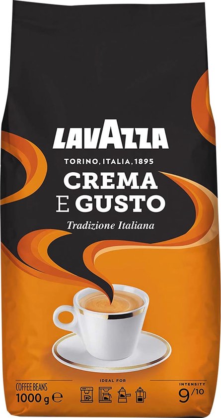 Lavazza Crema e Gusto Tradizione Koffiebonen - Koffie Blend van Robusta en Arabica Bonen - Intensiteit 9/10 - 1 kg