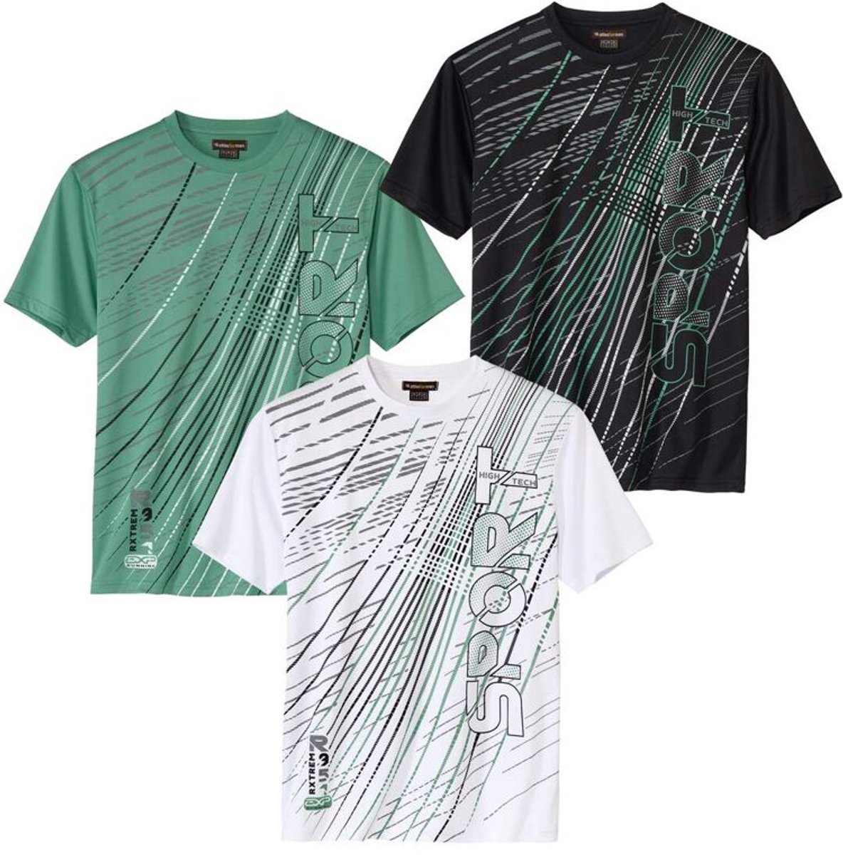 ATLAS FOR MEN - Set van 3 sportieve T-shirts - Heren - Verkrijgbaar in grote maten - 5XL