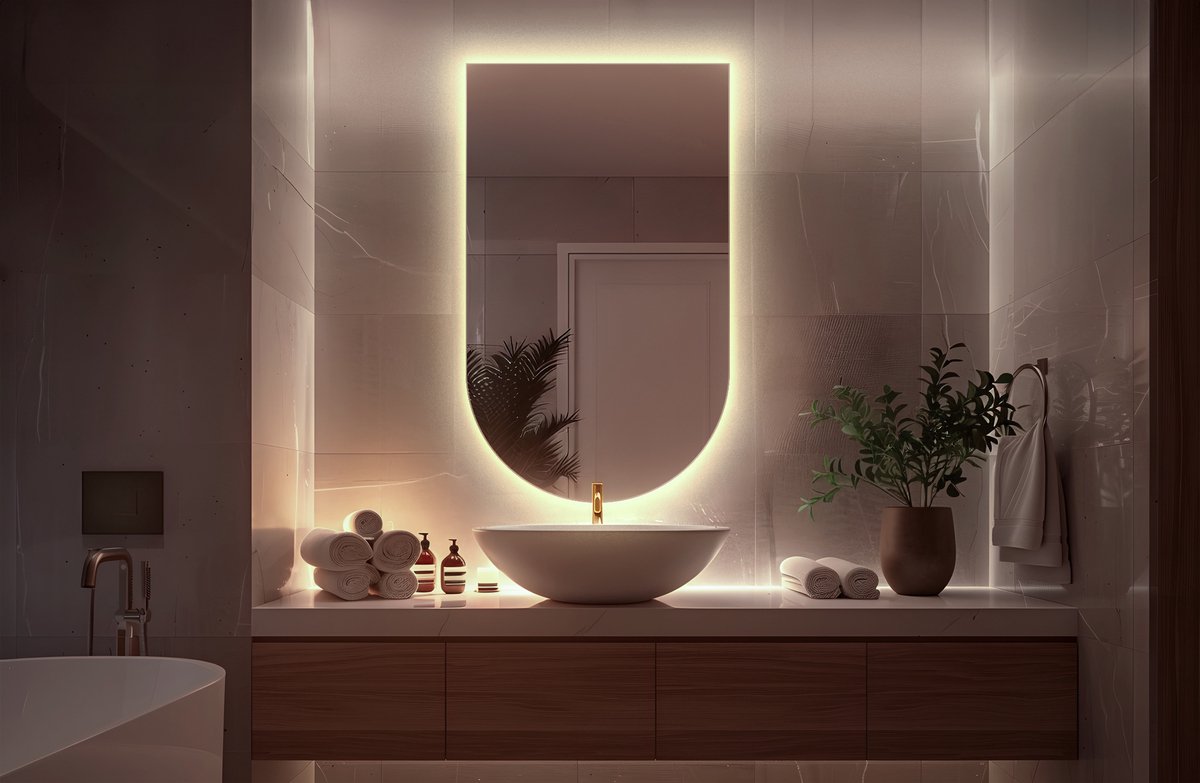 Coloray LED Spiegel Oval - Ovale Spiegel Met LED Verlichting - 60 x 100 cm - Ovale Spiegel LED - Boogvormige Spiegel met verlichting - Neutraal Licht - Ovale afgeknotte Spiegel - Minimalistisch Spiegel