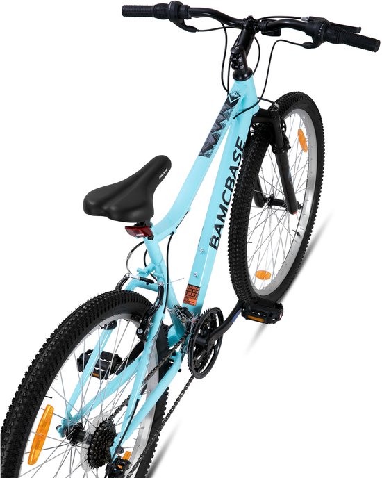 BAMCBASE Lilac Voorvering Mountainbike - 26 inch - Carbonstalen Frame - 18 Versnellingen - Handrem - V-Brake - Spatborden - Zwart van Bamcbase — afbeelding 3