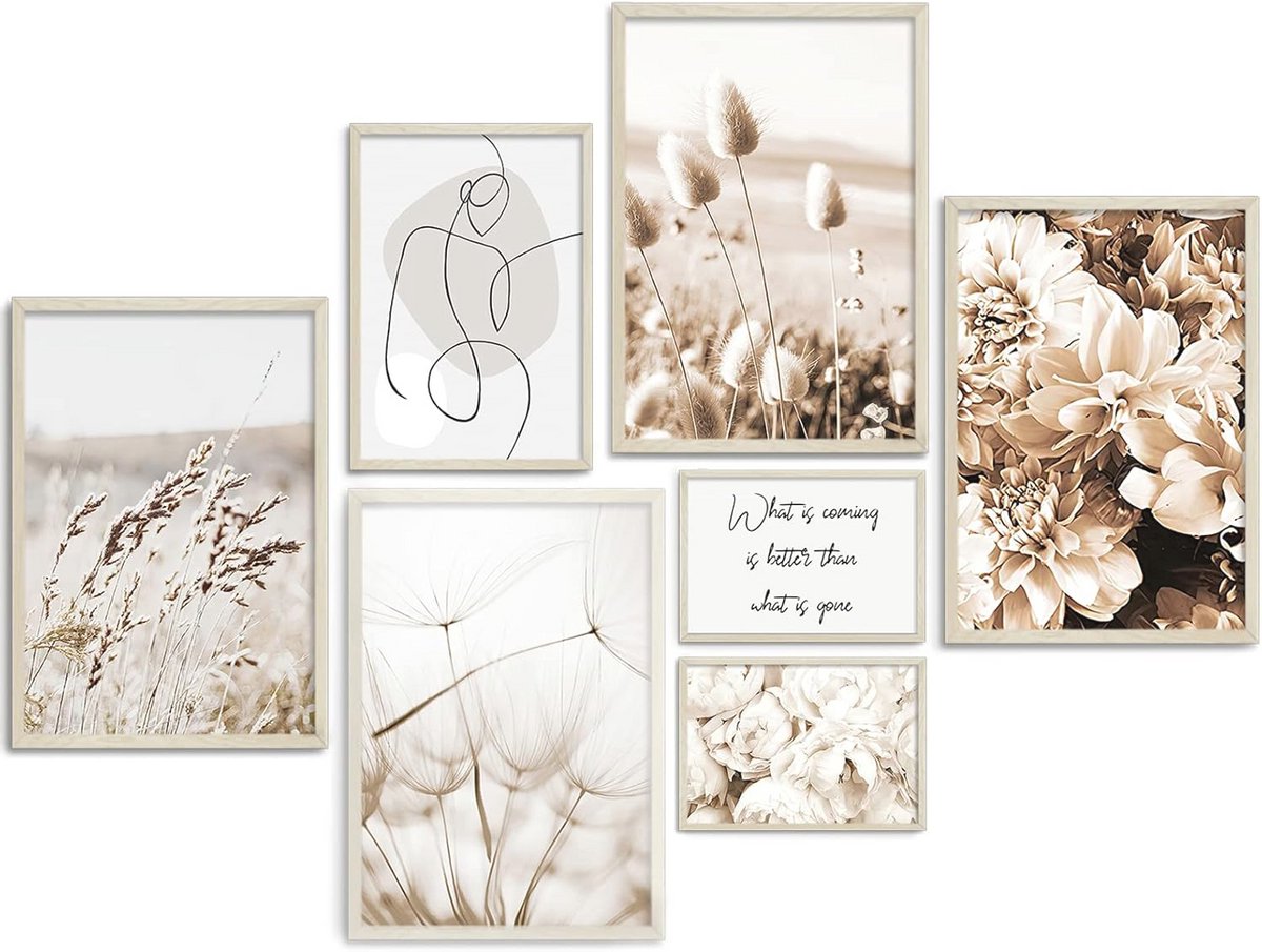 Moderne Natuur Wanddecoratie Set - 7 Posters Boho Stijl voor Slaapkamer en Woonkamer